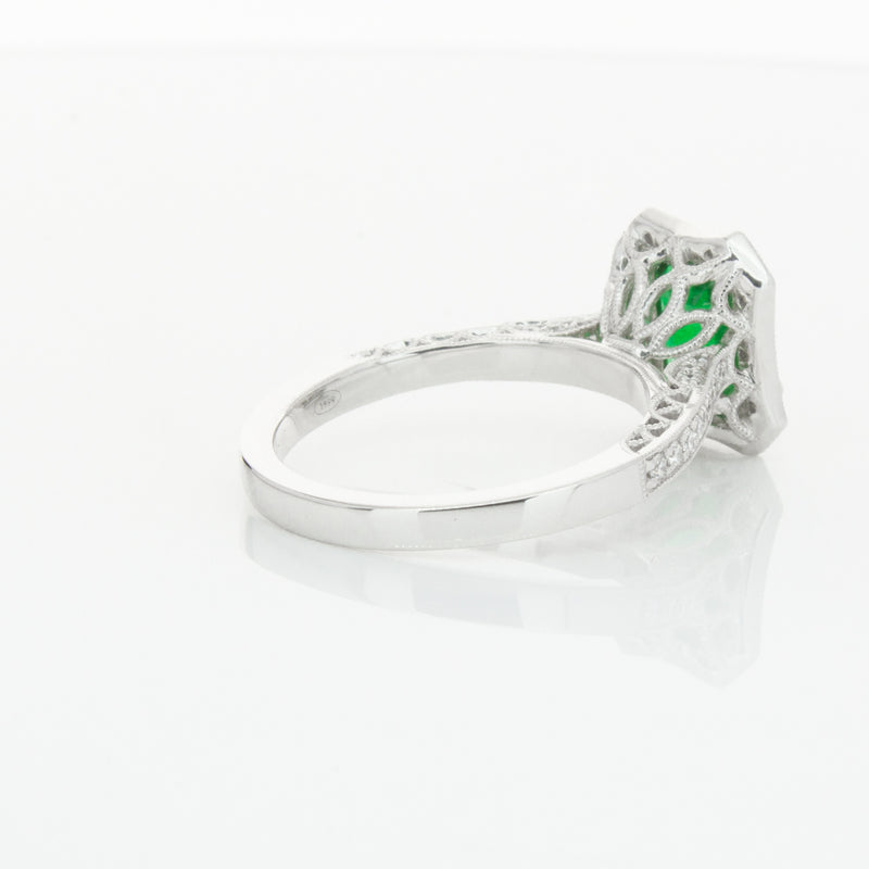 18ct White Gold Emerald & Diamond Ring-Ring-Walker & Hall
