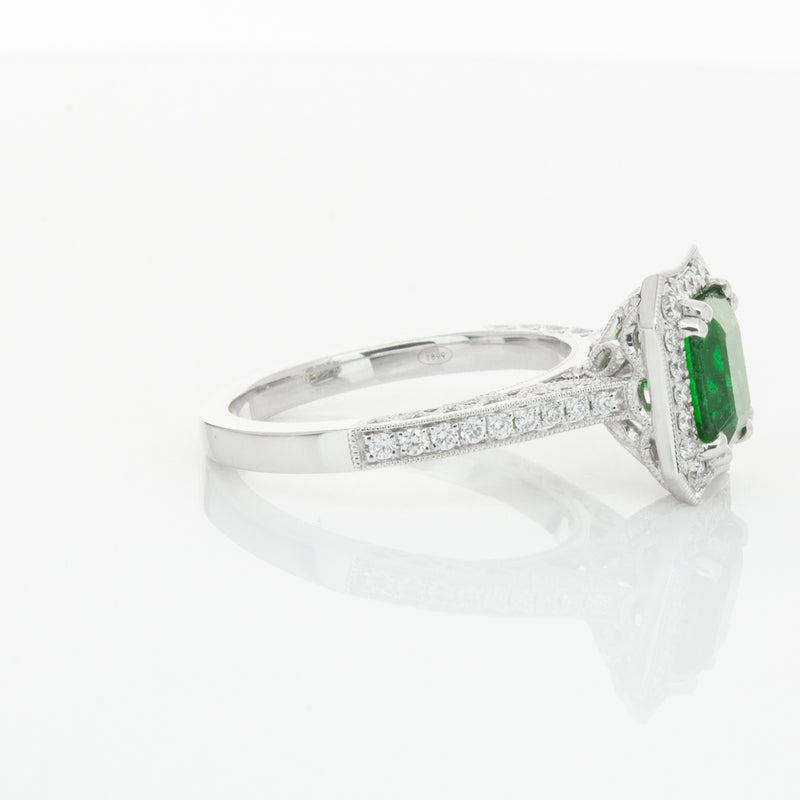 18ct White Gold Emerald & Diamond Ring-Ring-Walker & Hall