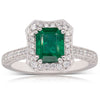 18ct White Gold Emerald & Diamond Ring-Ring-Walker & Hall