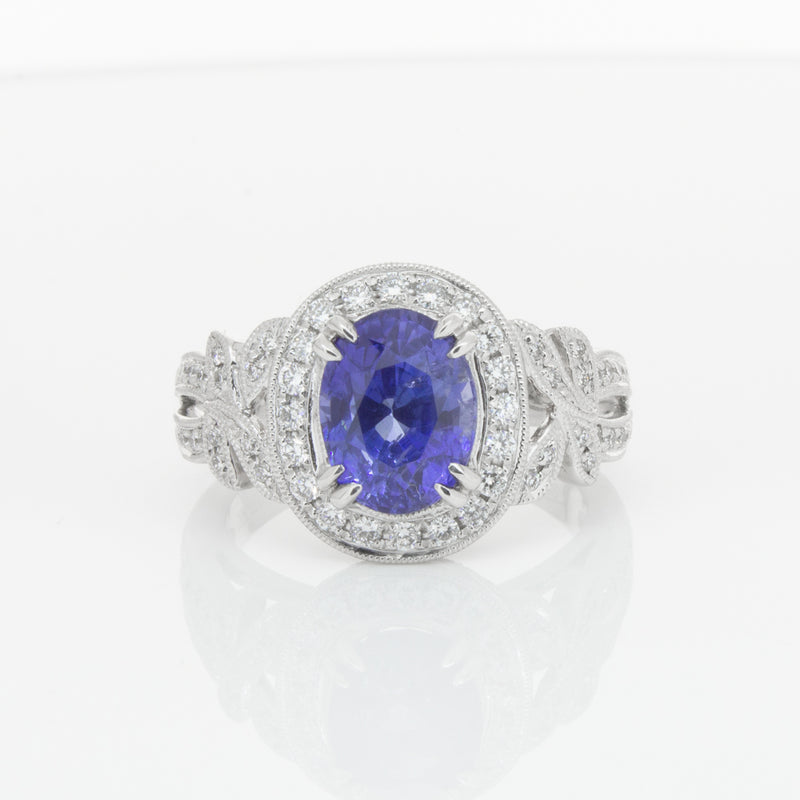 18ct White Gold Sapphire & Diamond Ring-Ring-Walker & Hall