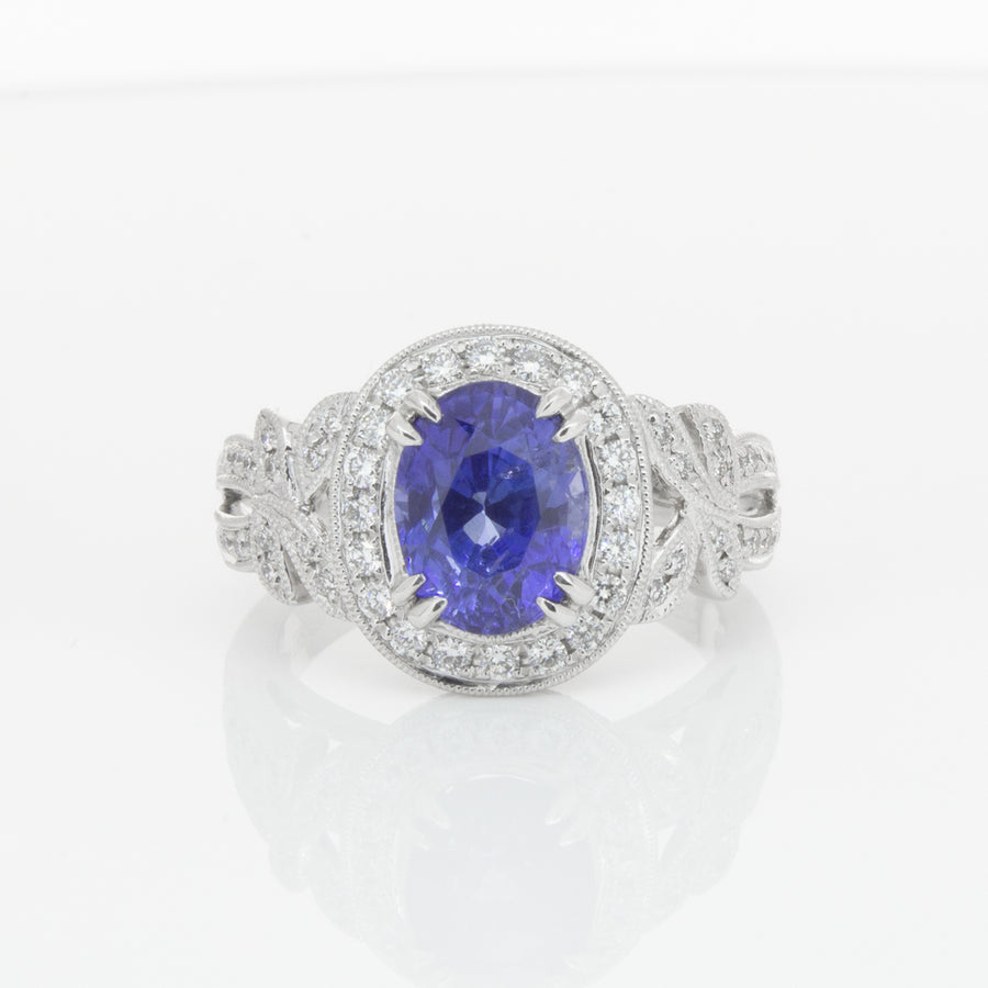 18ct White Gold Sapphire & Diamond Ring-Ring-Walker & Hall