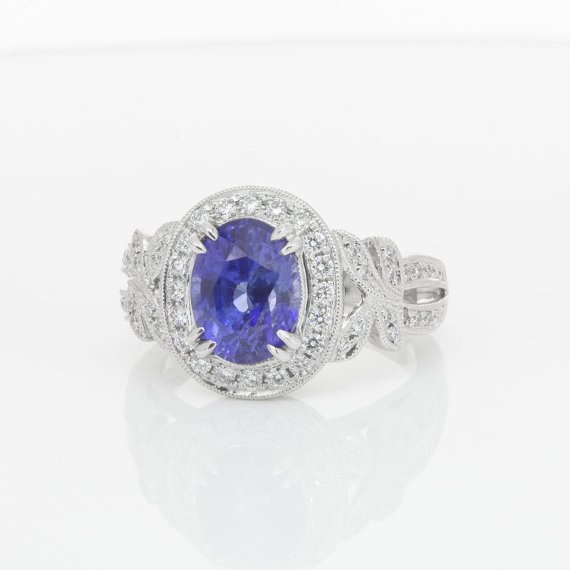 18ct White Gold Sapphire & Diamond Ring-Ring-Walker & Hall