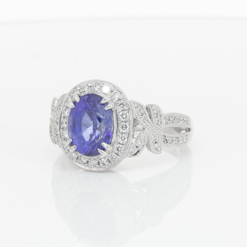 18ct White Gold Sapphire & Diamond Ring-Ring-Walker & Hall