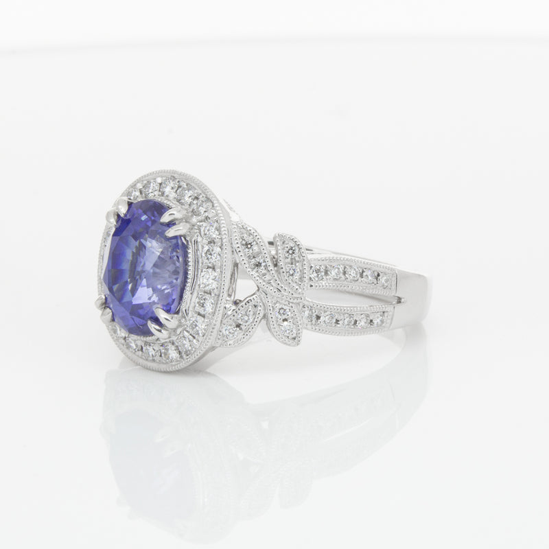 18ct White Gold Sapphire & Diamond Ring-Ring-Walker & Hall