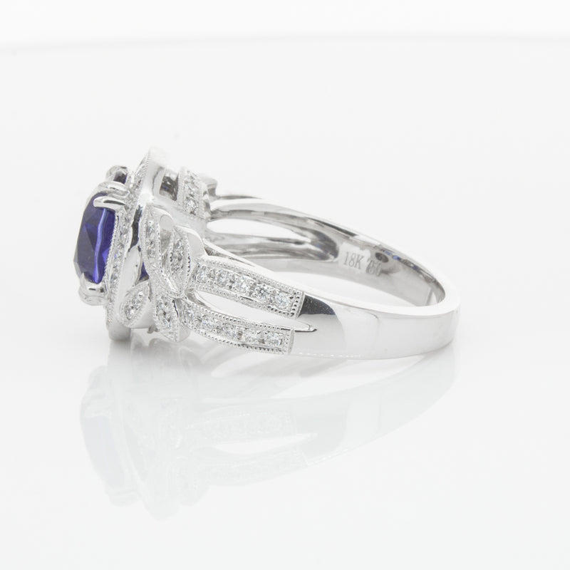 18ct White Gold Sapphire & Diamond Ring-Ring-Walker & Hall