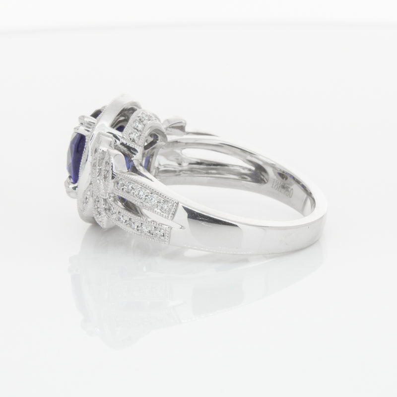 18ct White Gold Sapphire & Diamond Ring-Ring-Walker & Hall