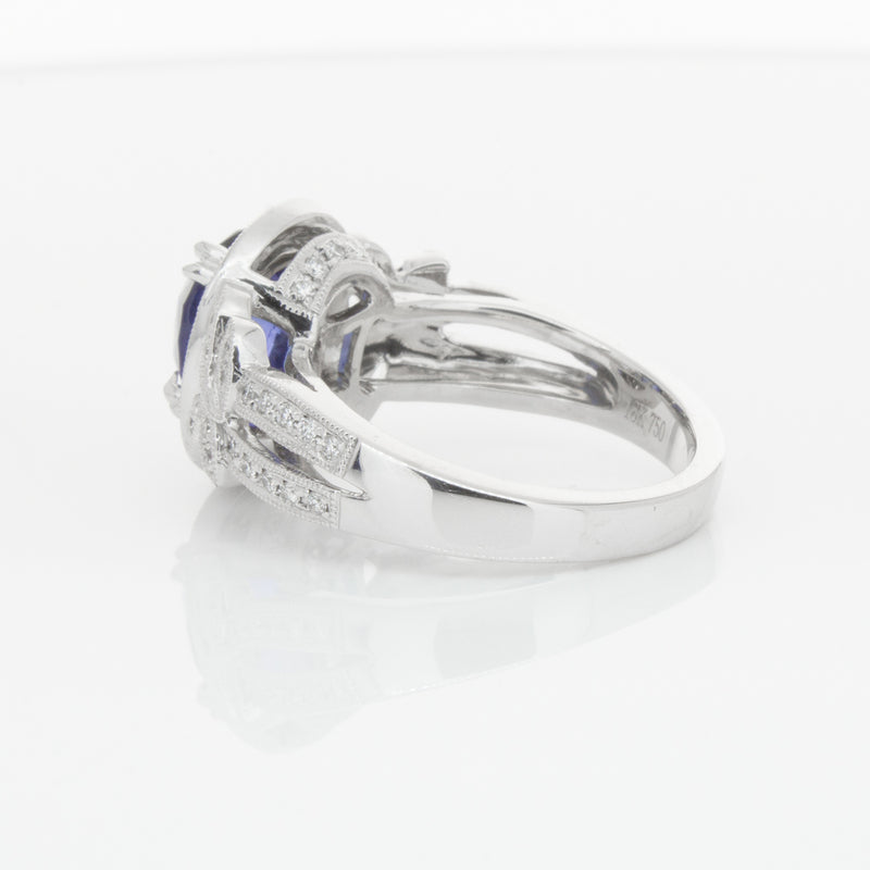 18ct White Gold Sapphire & Diamond Ring-Ring-Walker & Hall