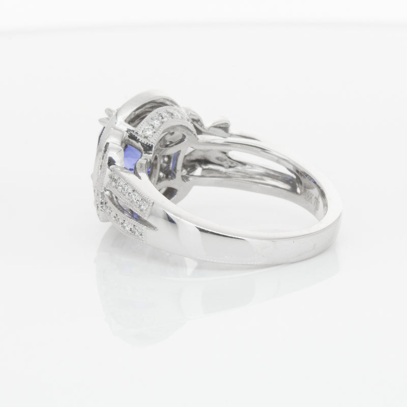 18ct White Gold Sapphire & Diamond Ring-Ring-Walker & Hall