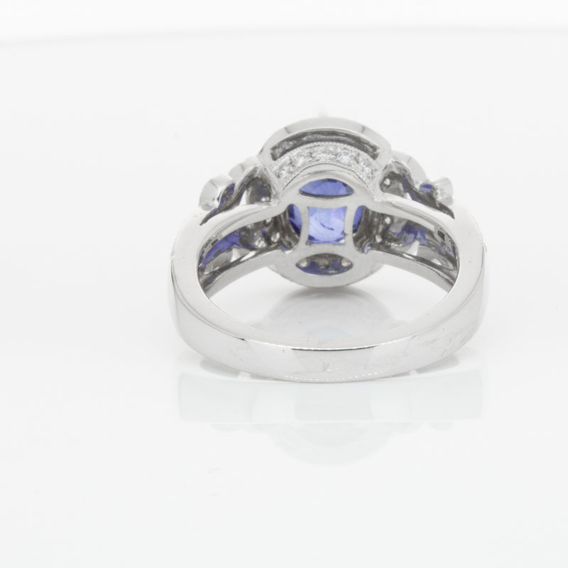 18ct White Gold Sapphire & Diamond Ring-Ring-Walker & Hall