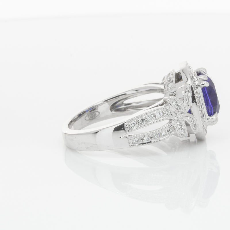 18ct White Gold Sapphire & Diamond Ring-Ring-Walker & Hall