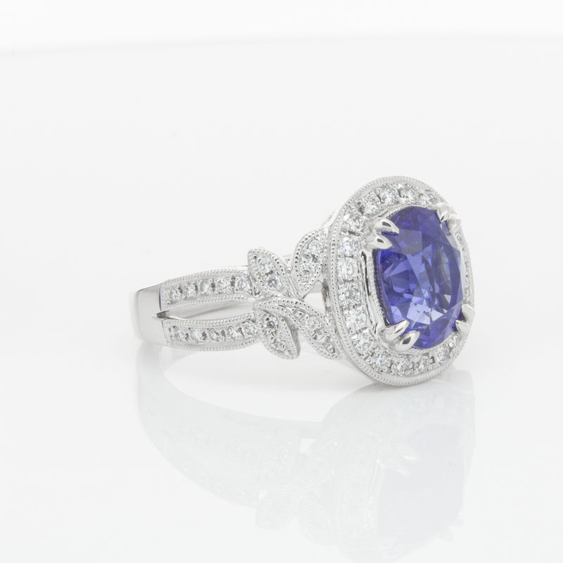 18ct White Gold Sapphire & Diamond Ring-Ring-Walker & Hall