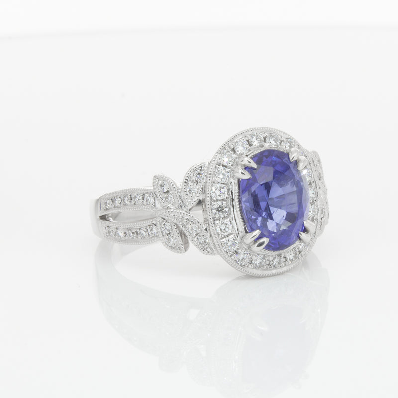 18ct White Gold Sapphire & Diamond Ring-Ring-Walker & Hall