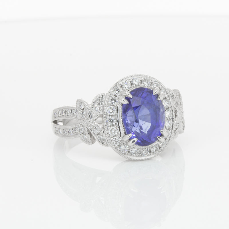 18ct White Gold Sapphire & Diamond Ring-Ring-Walker & Hall