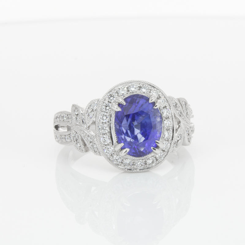 18ct White Gold Sapphire & Diamond Ring-Ring-Walker & Hall