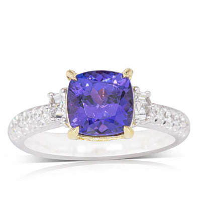 18ct White Gold Tanzanite & Diamond Ring-Ring-Walker & Hall