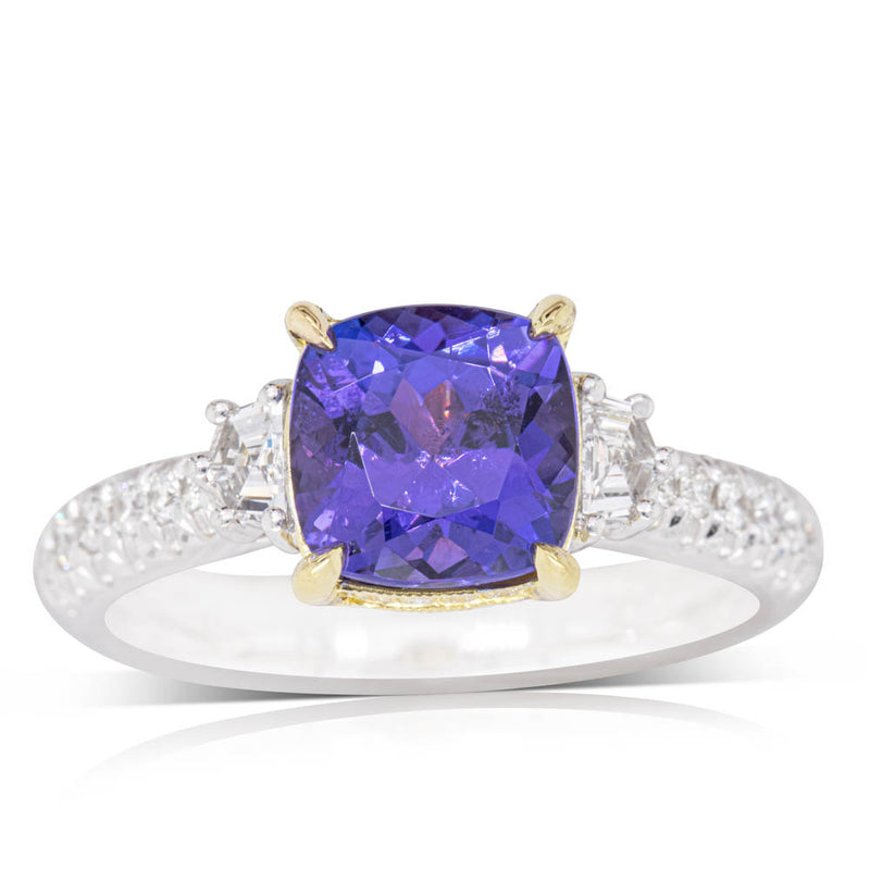 18ct White Gold Tanzanite & Diamond Ring-Ring-Walker & Hall