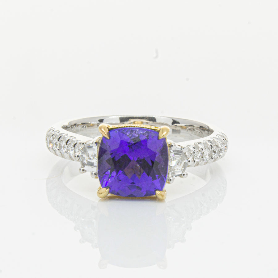 18ct White Gold Tanzanite & Diamond Ring-Ring-Walker & Hall