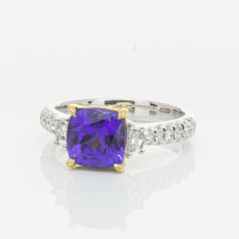 18ct White Gold Tanzanite & Diamond Ring-Ring-Walker & Hall
