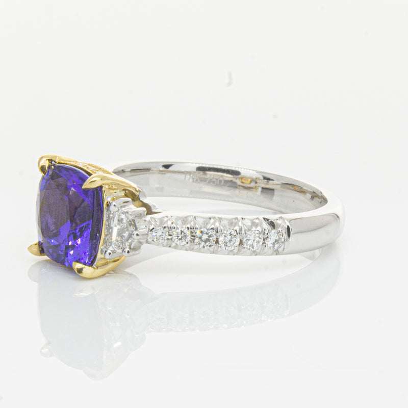 18ct White Gold Tanzanite & Diamond Ring-Ring-Walker & Hall