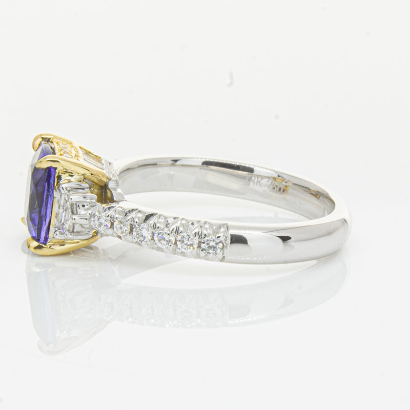 18ct White Gold Tanzanite & Diamond Ring-Ring-Walker & Hall