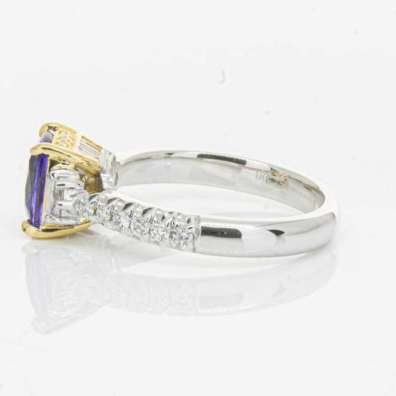 18ct White Gold Tanzanite & Diamond Ring-Ring-Walker & Hall