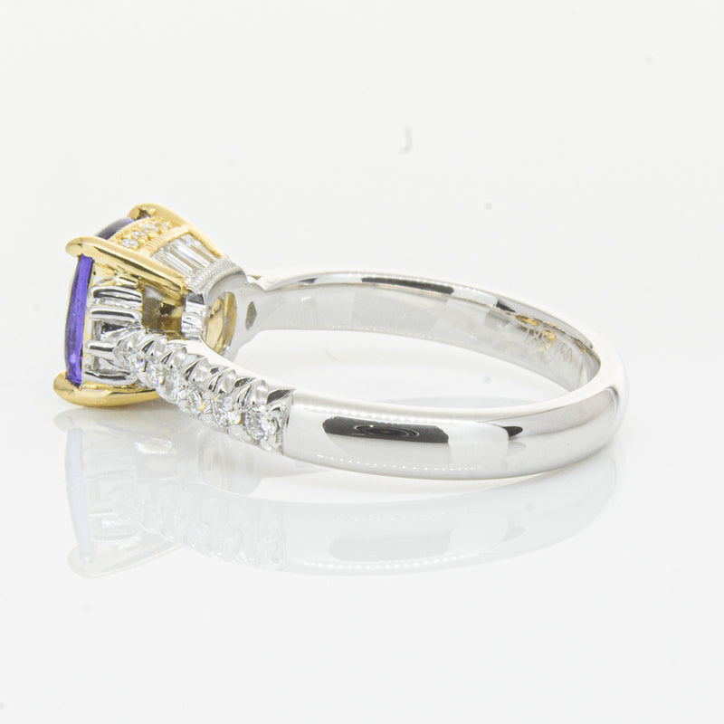 18ct White Gold Tanzanite & Diamond Ring-Ring-Walker & Hall