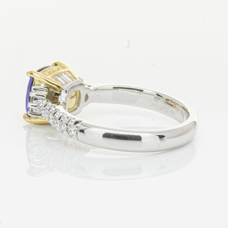 18ct White Gold Tanzanite & Diamond Ring-Ring-Walker & Hall