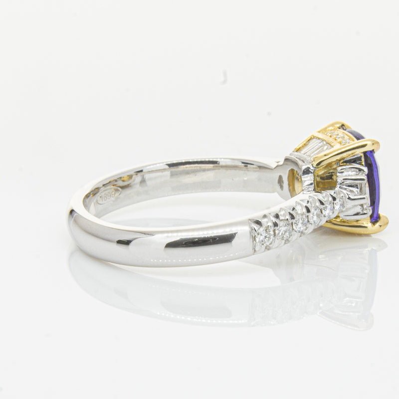 18ct White Gold Tanzanite & Diamond Ring-Ring-Walker & Hall