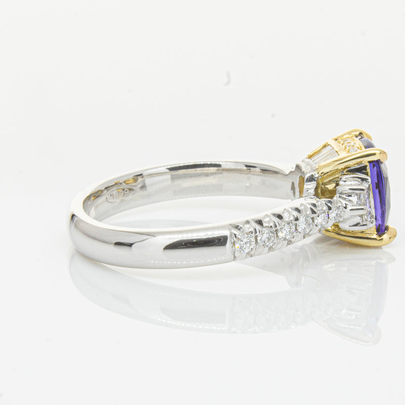 18ct White Gold Tanzanite & Diamond Ring-Ring-Walker & Hall
