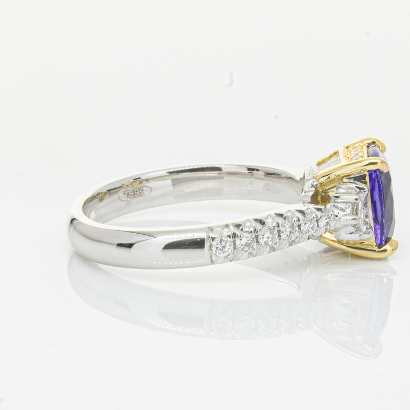 18ct White Gold Tanzanite & Diamond Ring-Ring-Walker & Hall