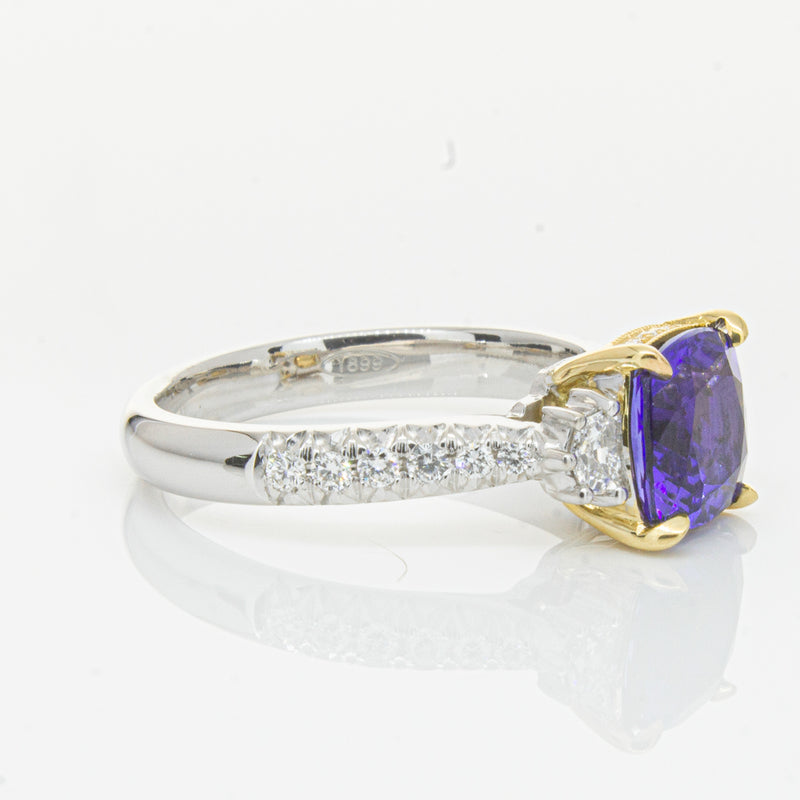 18ct White Gold Tanzanite & Diamond Ring-Ring-Walker & Hall