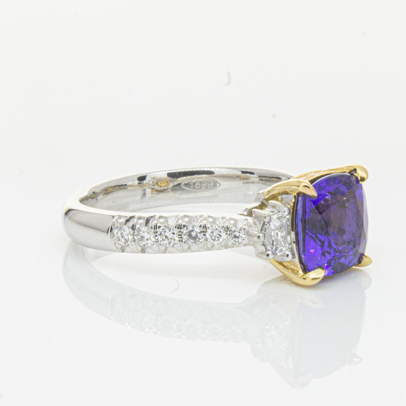 18ct White Gold Tanzanite & Diamond Ring-Ring-Walker & Hall