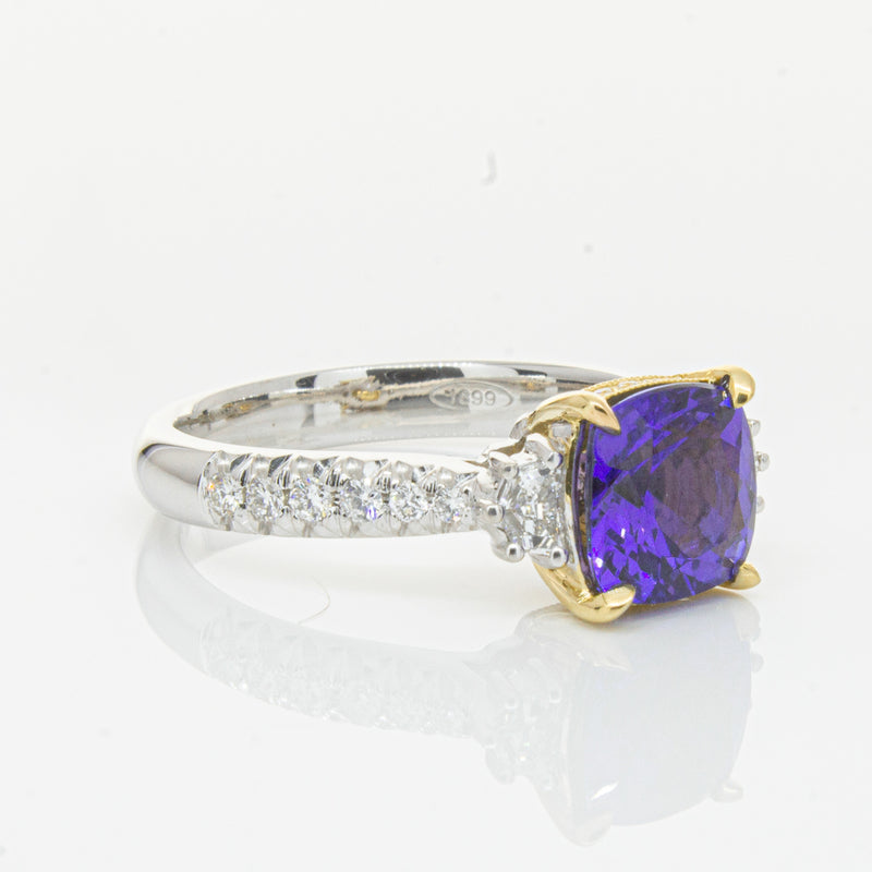 18ct White Gold Tanzanite & Diamond Ring-Ring-Walker & Hall