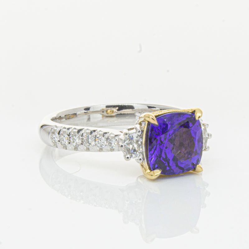 18ct White Gold Tanzanite & Diamond Ring-Ring-Walker & Hall