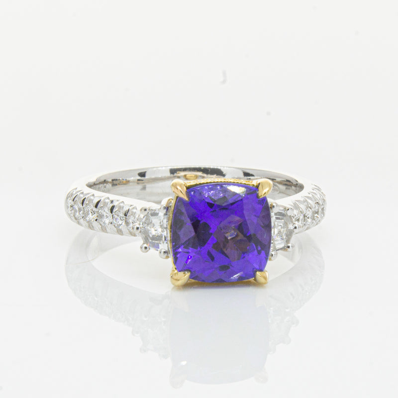 18ct White Gold Tanzanite & Diamond Ring-Ring-Walker & Hall