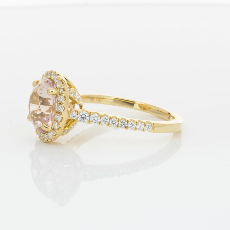 18ct Yellow Gold Padparadscha Sapphire & Diamond Ring-Ring-Walker & Hall