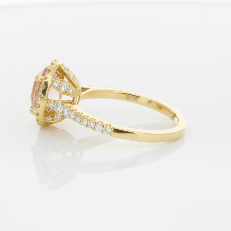 18ct Yellow Gold Padparadscha Sapphire & Diamond Ring-Ring-Walker & Hall
