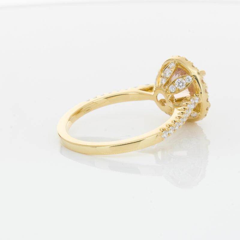 18ct Yellow Gold Padparadscha Sapphire & Diamond Ring-Ring-Walker & Hall