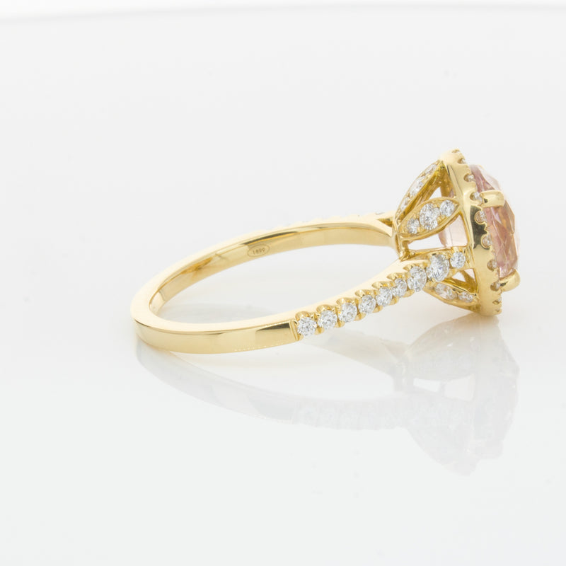 18ct Yellow Gold Padparadscha Sapphire & Diamond Ring-Ring-Walker & Hall