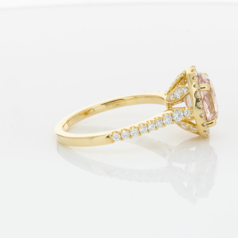 18ct Yellow Gold Padparadscha Sapphire & Diamond Ring-Ring-Walker & Hall