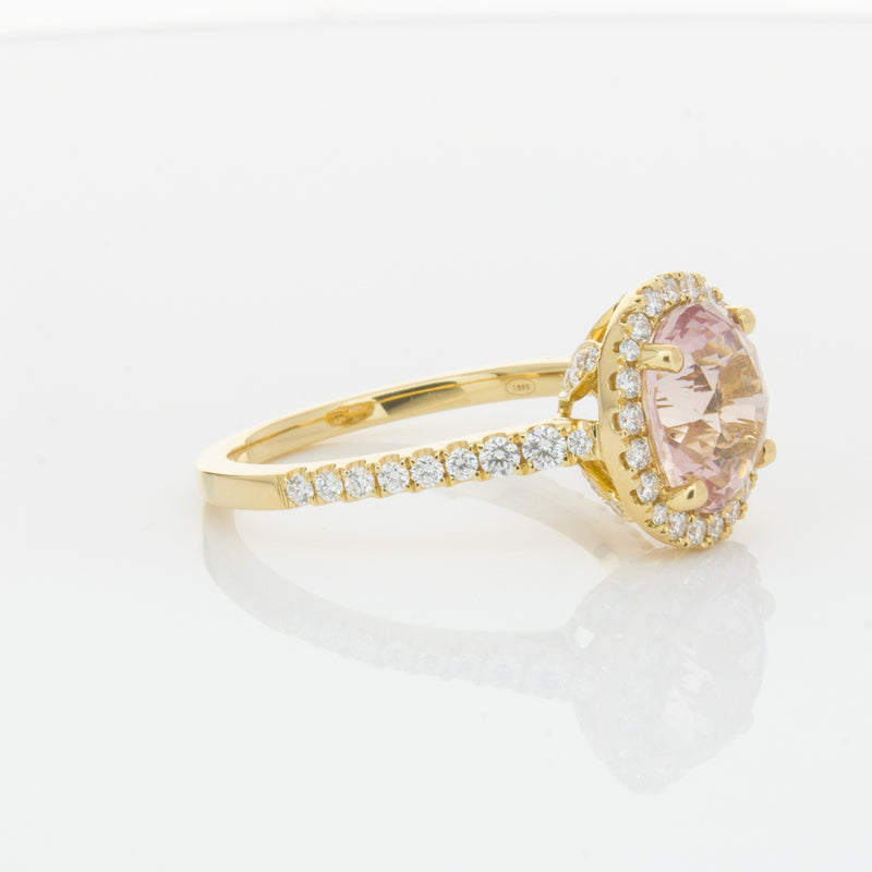 18ct Yellow Gold Padparadscha Sapphire & Diamond Ring-Ring-Walker & Hall
