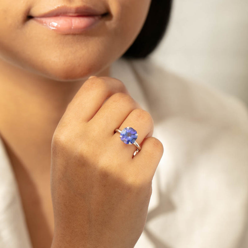 18ct White Gold Tanzanite Octavia Ring-Ring-Walker & Hall
