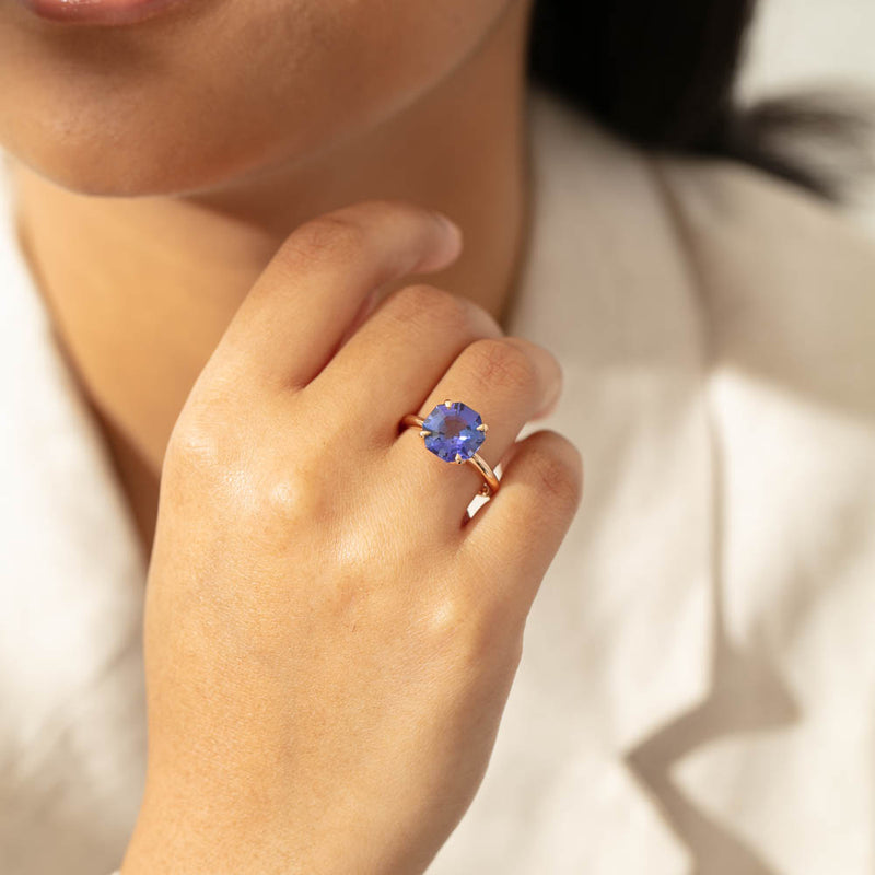 18ct Rose Gold Tanzanite Octavia Ring-Ring-Walker & Hall