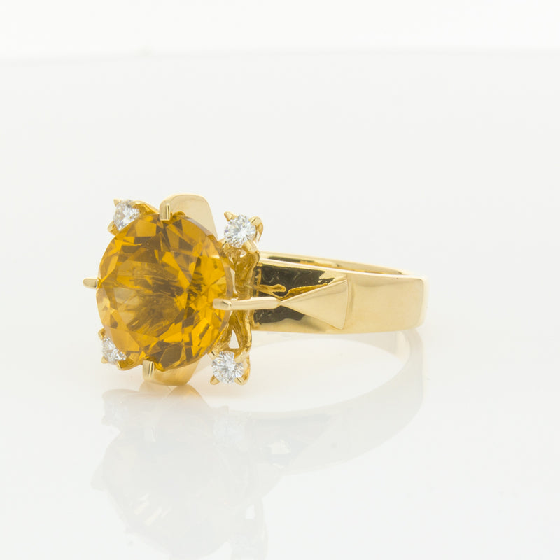 18ct Yellow Gold Citrine & Diamond Ring-Ring-Walker & Hall