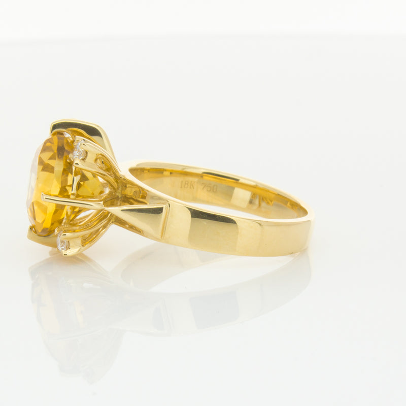 18ct Yellow Gold Citrine & Diamond Ring-Ring-Walker & Hall