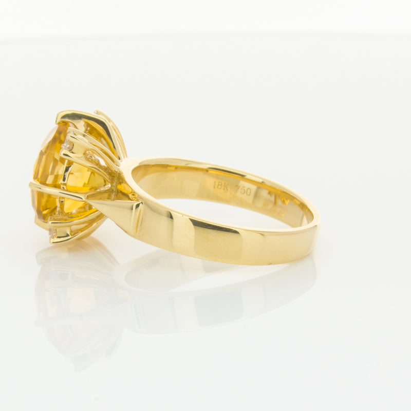 18ct Yellow Gold Citrine & Diamond Ring-Ring-Walker & Hall