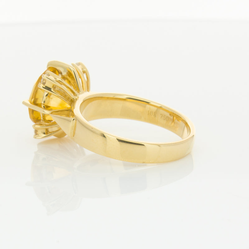 18ct Yellow Gold Citrine & Diamond Ring-Ring-Walker & Hall
