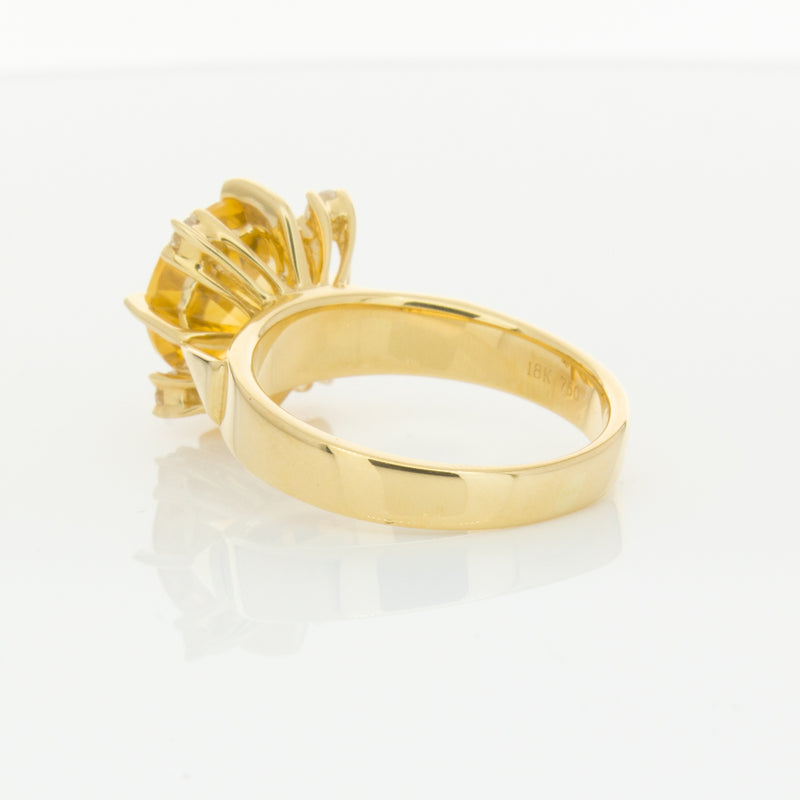 18ct Yellow Gold Citrine & Diamond Ring-Ring-Walker & Hall