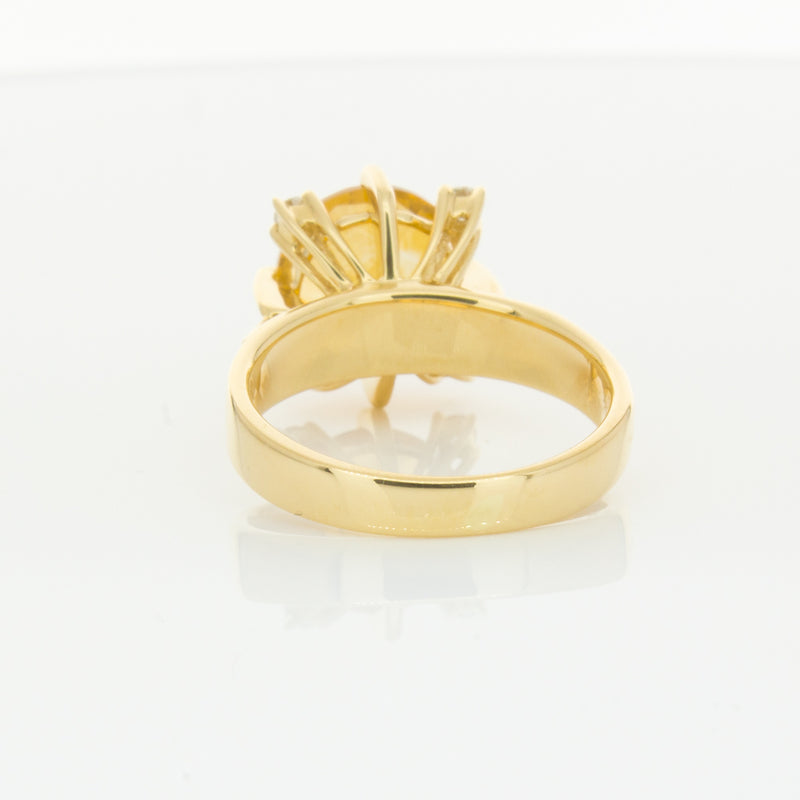 18ct Yellow Gold Citrine & Diamond Ring-Ring-Walker & Hall