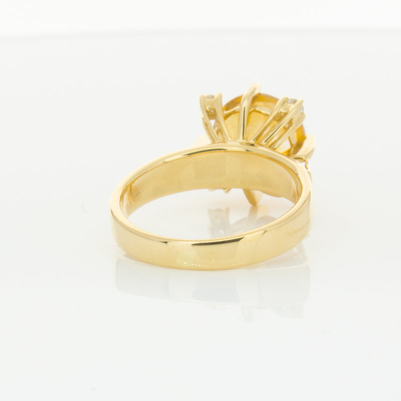 18ct Yellow Gold Citrine & Diamond Ring-Ring-Walker & Hall